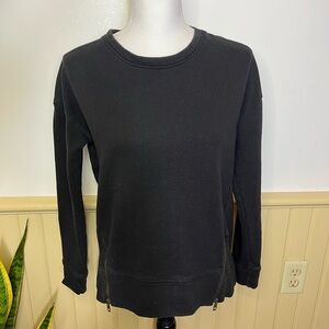 ATHLETA Sweatshirt Cityscape French Terry Pullover Cotton Blend Black Womens XXS